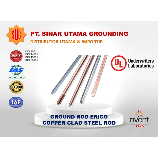 Erico Ground Rod Copper Clad Steel 5/8 Inc x 3000mm Rod Erico 635800