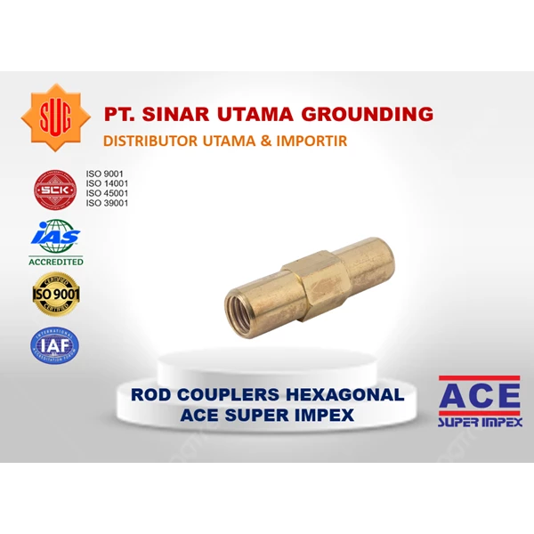 Ground Rod Coupler 5/8 Inc Hexagonal ACE Super Impex